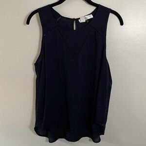 Luxe Apothetique Navy Lace Cutout Detail Tank